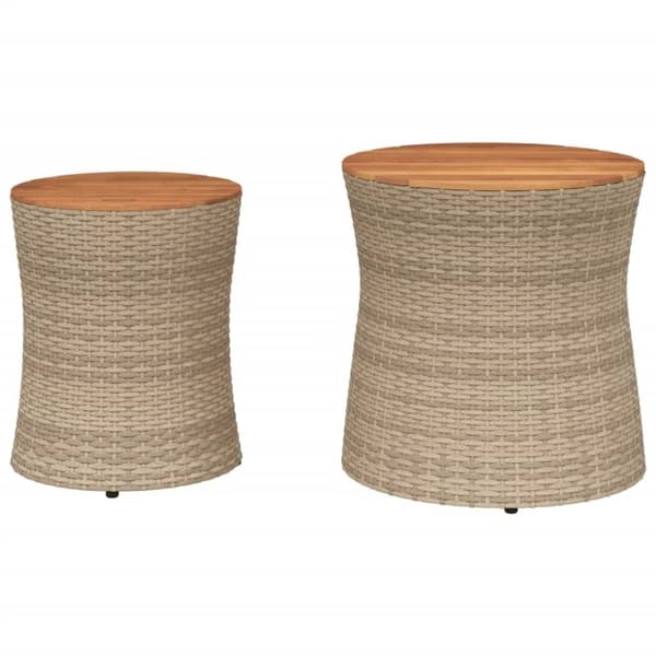 vidaXL Utendørs sidebord med treplate 2 stk beige polyrotting