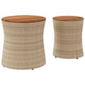 Miniatyrbilde 5 av 11: vidaXL Utendørs sidebord med treplate 2 stk beige polyrotting