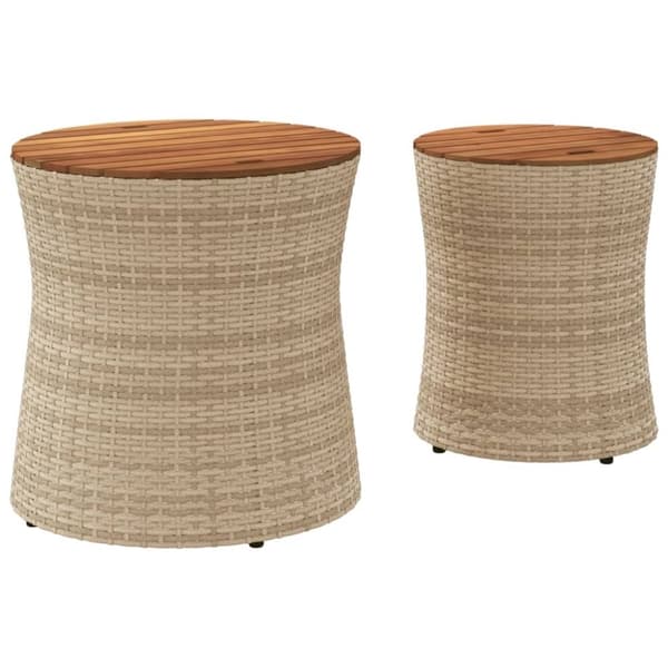 vidaXL Utendørs sidebord med treplate 2 stk beige polyrotting