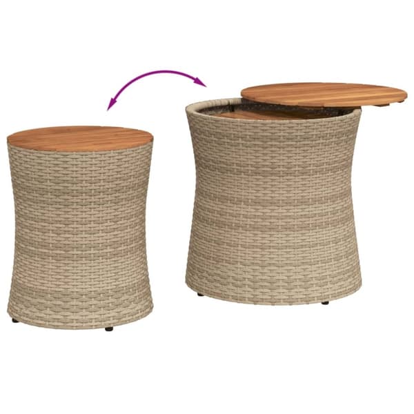 vidaXL Utendørs sidebord med treplate 2 stk beige polyrotting
