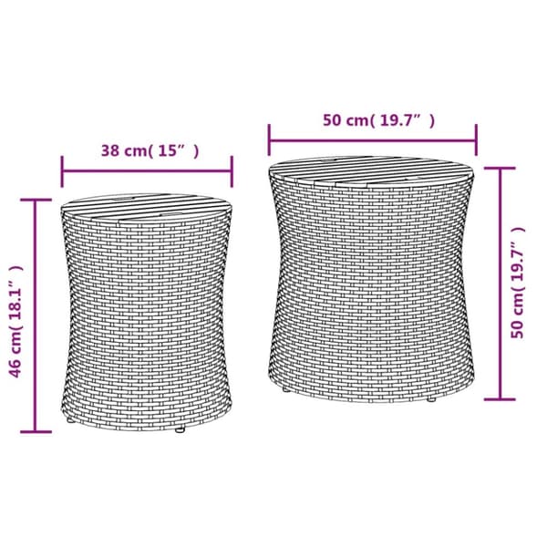 vidaXL Utendørs sidebord med treplate 2 stk beige polyrotting