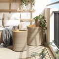 Miniatyrbilde 2 av 11: vidaXL Utendørs sidebord med treplate 2 stk beige polyrotting