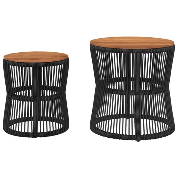 vidaXL haveborde 2 stk. med træplade polyrattan sort