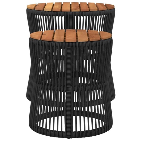 vidaXL haveborde 2 stk. med træplade polyrattan sort