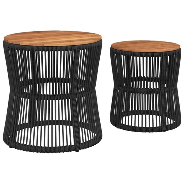 vidaXL haveborde 2 stk. med træplade polyrattan sort