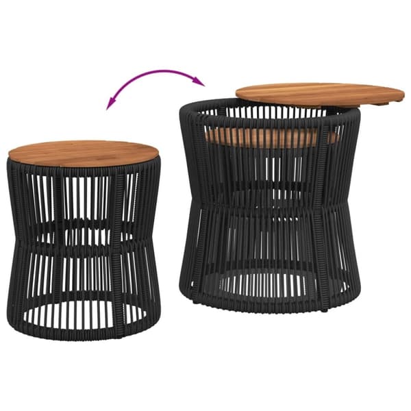 vidaXL haveborde 2 stk. med træplade polyrattan sort