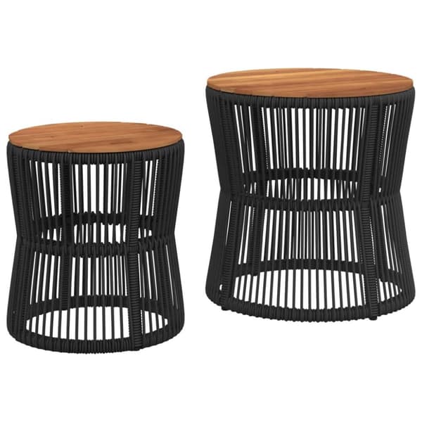 vidaXL haveborde 2 stk. med træplade polyrattan sort