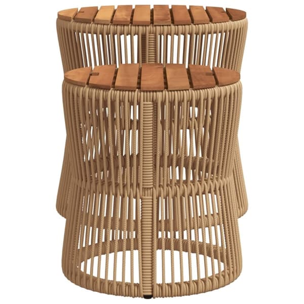 vidaXL Utendørs sidebord med treplate 2 stk beige polyrotting