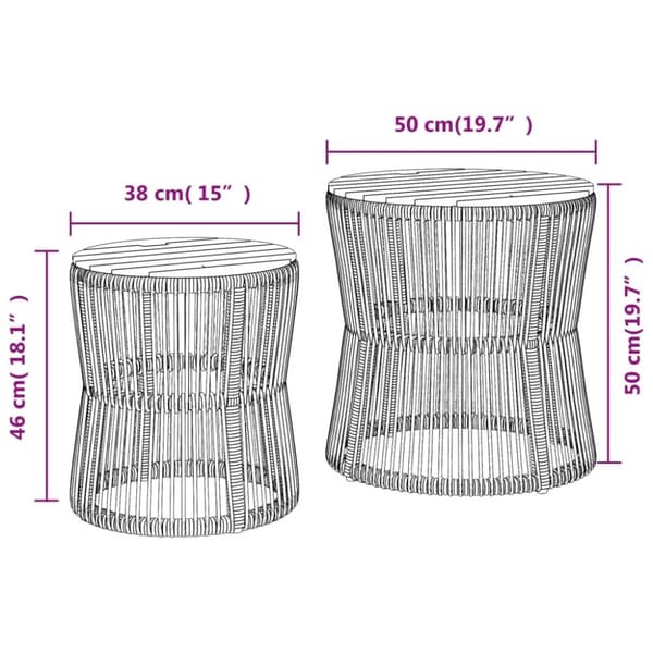 vidaXL haveborde 2 stk. med træplade polyrattan beige