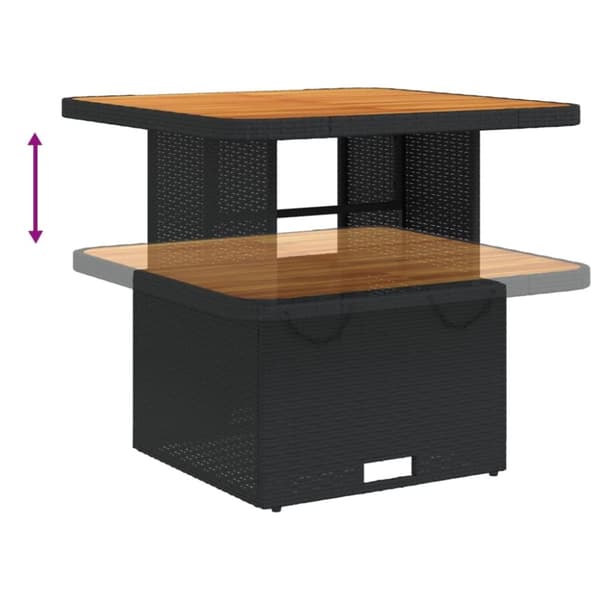 vidaXL havebord 80x80x71 cm polyrattan og akacietræ sort