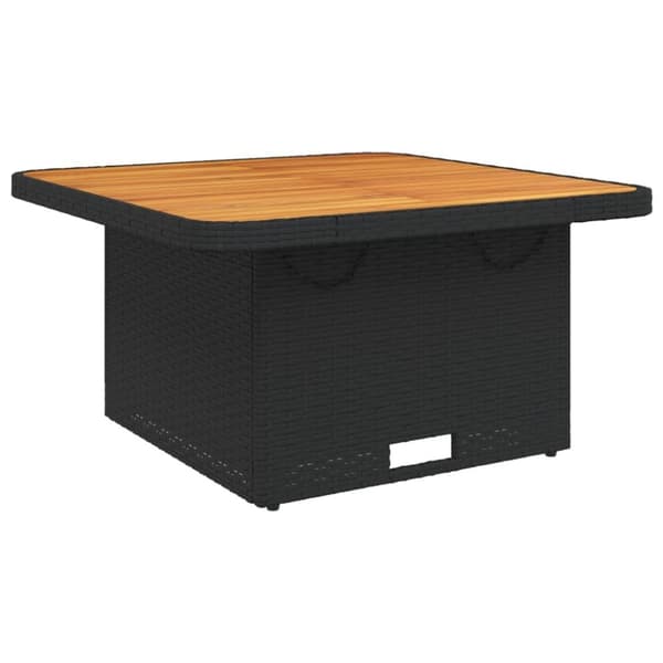 vidaXL havebord 80x80x71 cm polyrattan og akacietræ sort