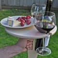 Miniatyrbild 4 av 4: utomhus vinbord i trä, fällbart snacksbord, runt skrivbord med glasställ, flaskhållare för soffbord