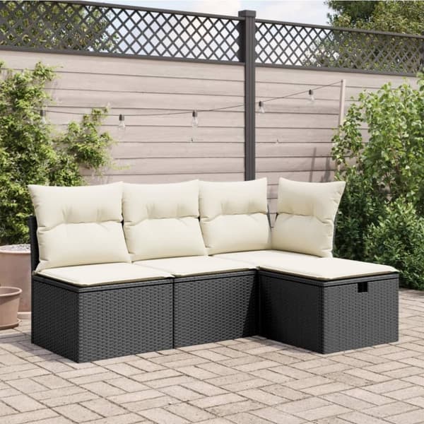 vidaXL Trädgårdspall med dyna svart 55x55x37 cm konstrotting