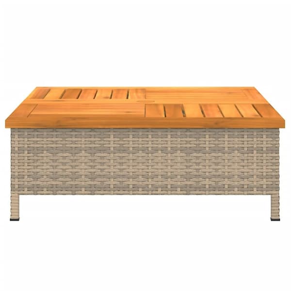 vidaXL havebord 70x70x25 cm rattan og massivt akacietræ beige