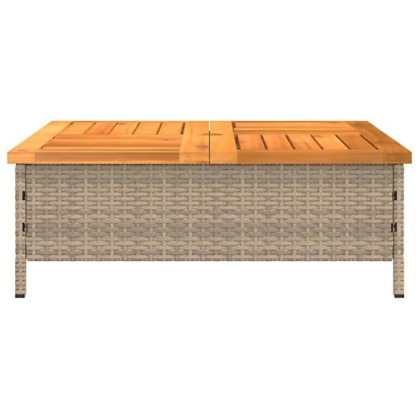 vidaXL havebord 70x70x25 cm rattan og massivt akacietræ beige