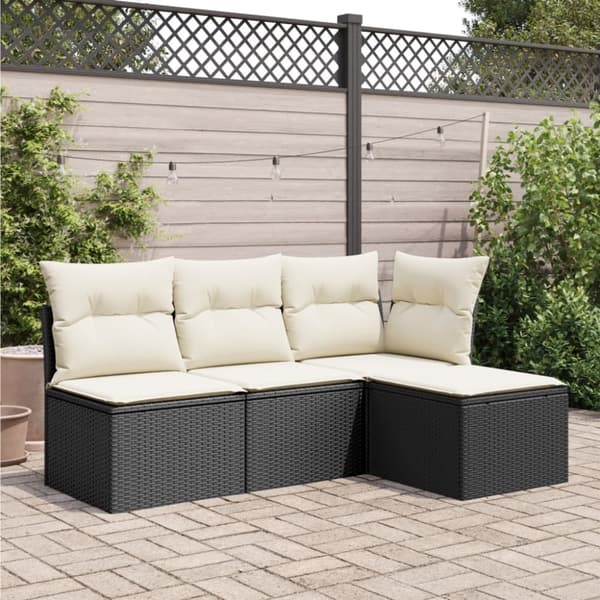 vidaXL Trädgårdspall med dyna svart 55x55x37 cm konstrotting