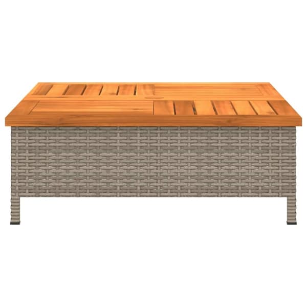 vidaXL havebord 70x70x25 cm rattan og massivt akacietræ grå