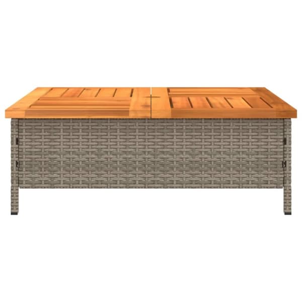 vidaXL havebord 70x70x25 cm rattan og massivt akacietræ grå