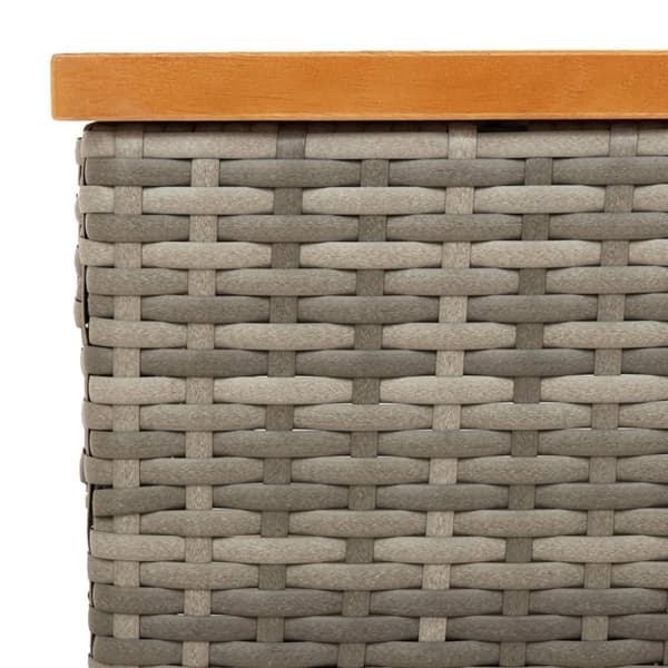 vidaXL havebord 70x70x25 cm rattan og massivt akacietræ grå