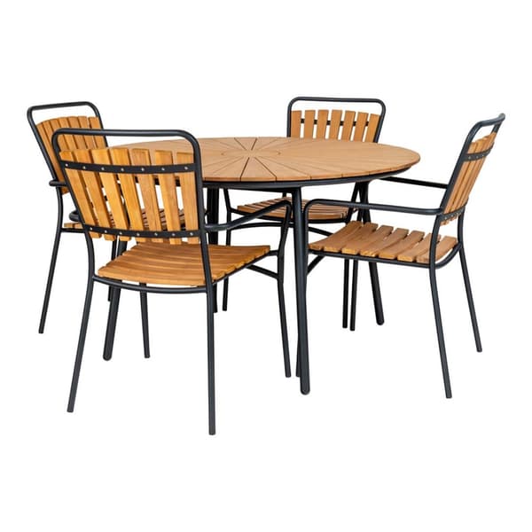 Cleveland havebord Ø130cm teak,sort.
