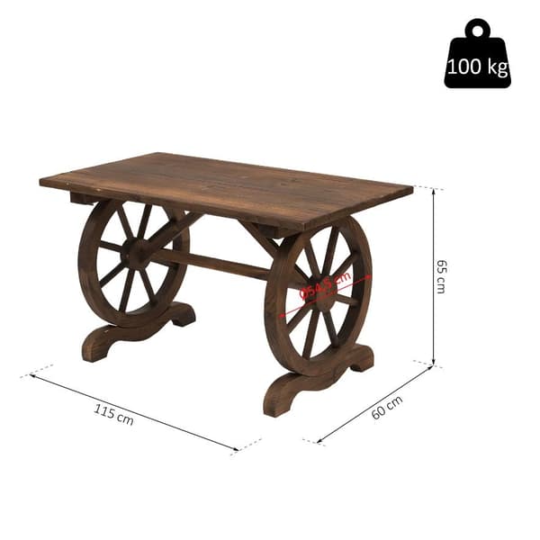 Nancy's Elfers Tuintafel - Balkontafel - Houten Tafel - Weerbestendig - Wielvorm - Massief Hout - Naturel - 115 x 60 x 65 cm