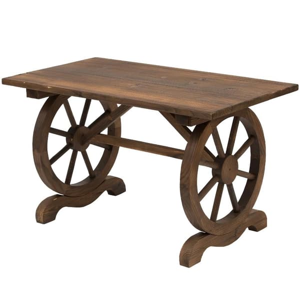 Nancy's Elfers Tuintafel - Balkontafel - Houten Tafel - Weerbestendig - Wielvorm - Massief Hout - Naturel - 115 x 60 x 65 cm