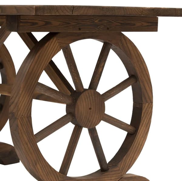Nancy's Elfers Tuintafel - Balkontafel - Houten Tafel - Weerbestendig - Wielvorm - Massief Hout - Naturel - 115 x 60 x 65 cm