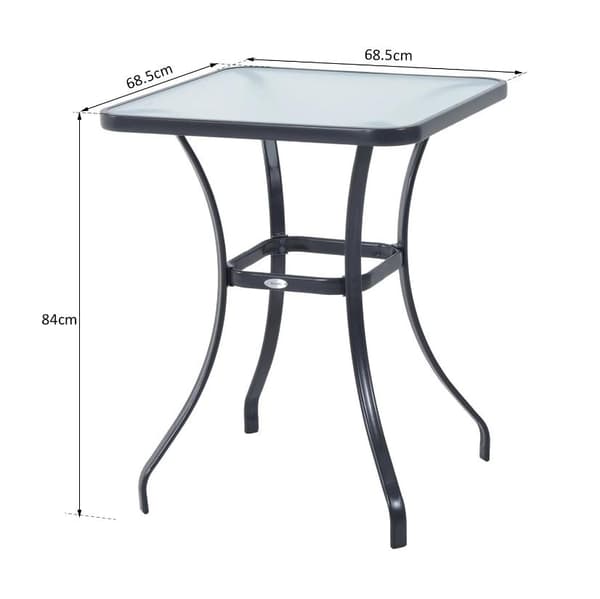 Nancy's Montebello Tuintafel - Glazen Tafel - Bistrotafel - Balkontafel - Sort - Metaal - Gehard Glas - 68,5 x 68,5 cm