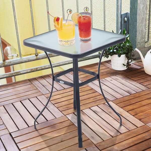 Rootz Garden Pöytä - Lasipöytä - Bistropöytä - Parvekepöytä - Musta - Metalli - Karkaistu lasi - 68,5 x 68,5 cm