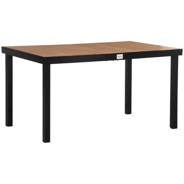 Rootz Outdoor -ruokapöytä - Puutarhapöytä - Suuri ruokapöytä - 6 hengelle - Alumiini/Muovi - Luonnollinen/Musta - 140c mx 90cm x 74cm