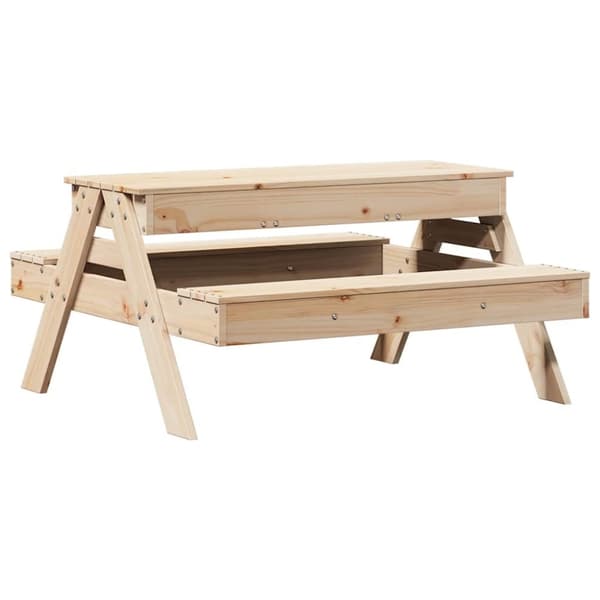 vidaXL Picknickbord med sandlåda för barn massivt furu