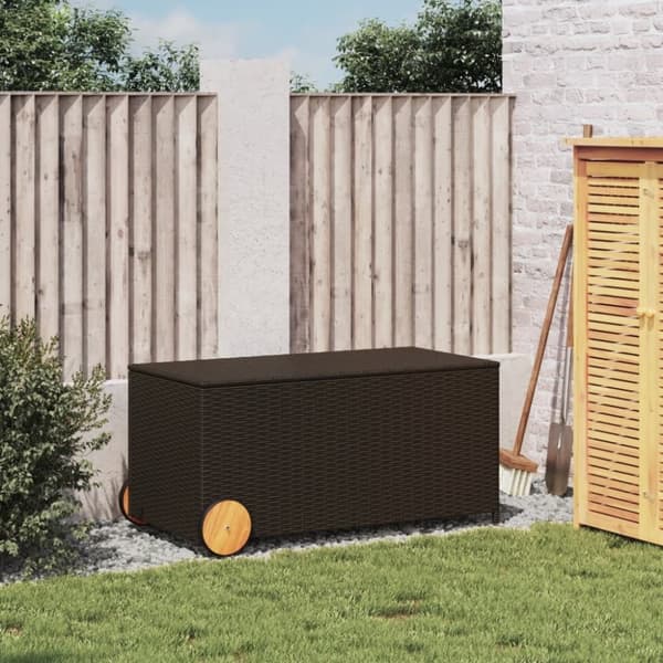 vidaXL Putekasse med hjul brun 190L cm polyrotting