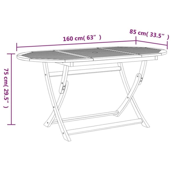 vidaXL Sammenleggbart hagebord 160x85x75 cm heltre akasie
