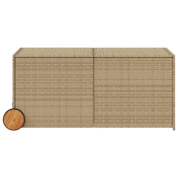 vidaXL opbevaringsboks med hjul 283 l polyrattan beige