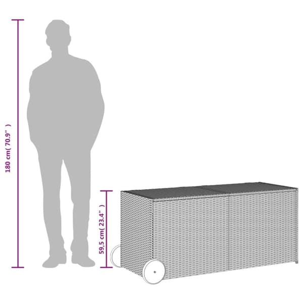 vidaXL opbevaringsboks med hjul 283 l polyrattan beige