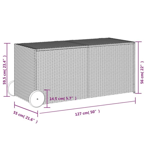 vidaXL opbevaringsboks med hjul 283 l polyrattan beige