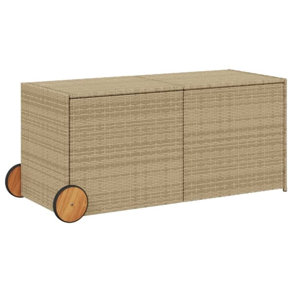 vidaXL opbevaringsboks med hjul 283 l polyrattan beige