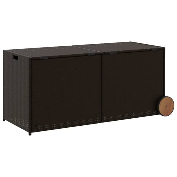 vidaXL opbevaringsboks med hjul 283 l polyrattan brun