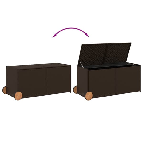 vidaXL opbevaringsboks med hjul 283 l polyrattan brun