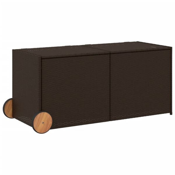 vidaXL opbevaringsboks med hjul 283 l polyrattan brun