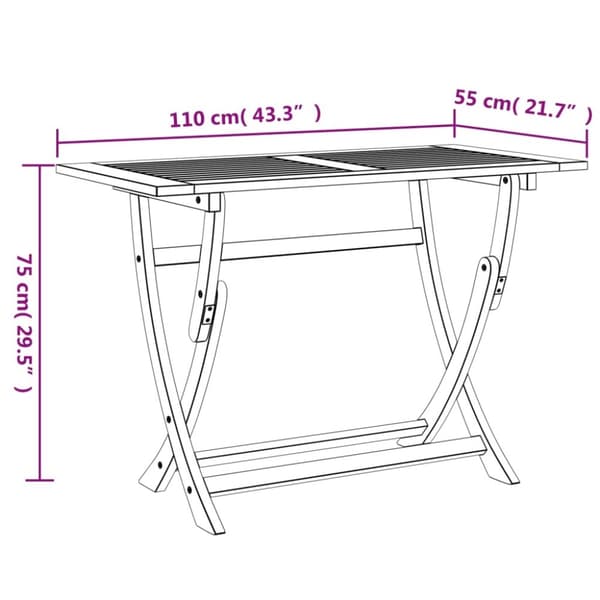 vidaXL foldbart havebord 110x55x75 cm massivt akacietræ