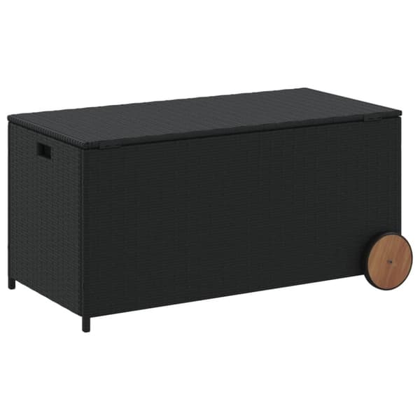 vidaXL opbevaringsboks med hjul 190 l polyrattan sort