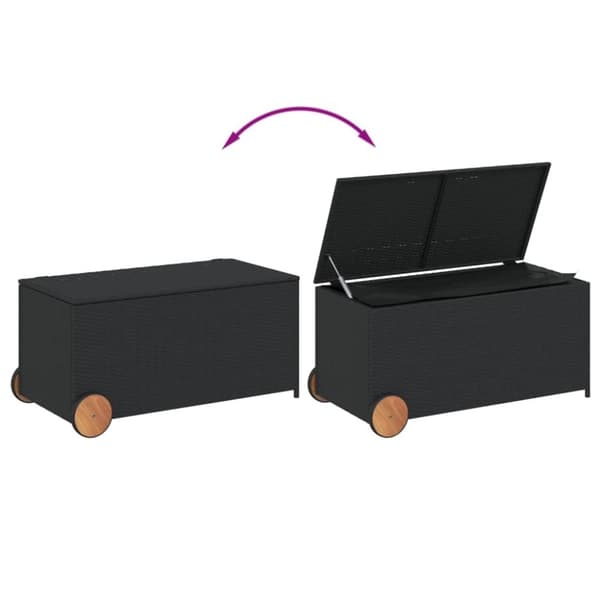 vidaXL opbevaringsboks med hjul 190 l polyrattan sort