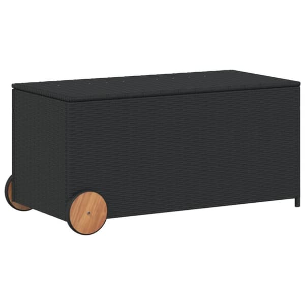vidaXL opbevaringsboks med hjul 190 l polyrattan sort