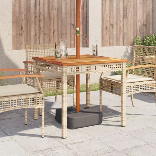 vidaXL Hagebord beige 80x80x75 cm polyrotting og akasie