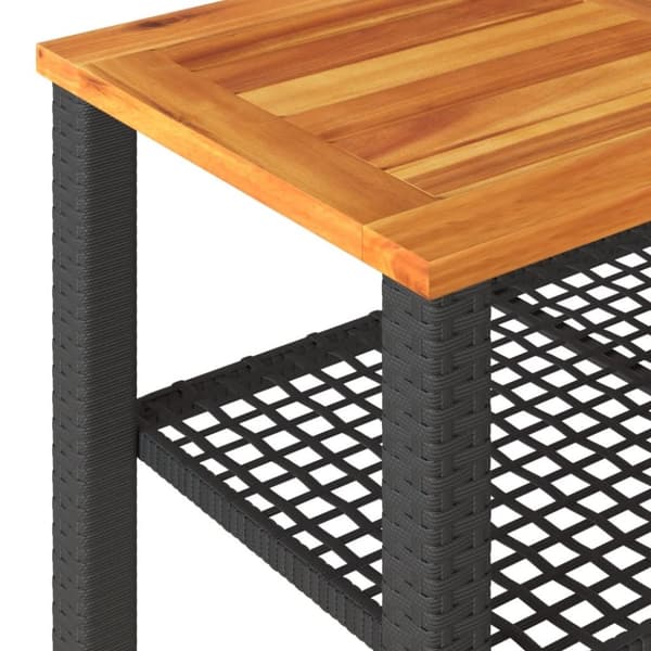 vidaXL Trädgårdsbord svart 70x38x42 cm konstrotting akaciaträ