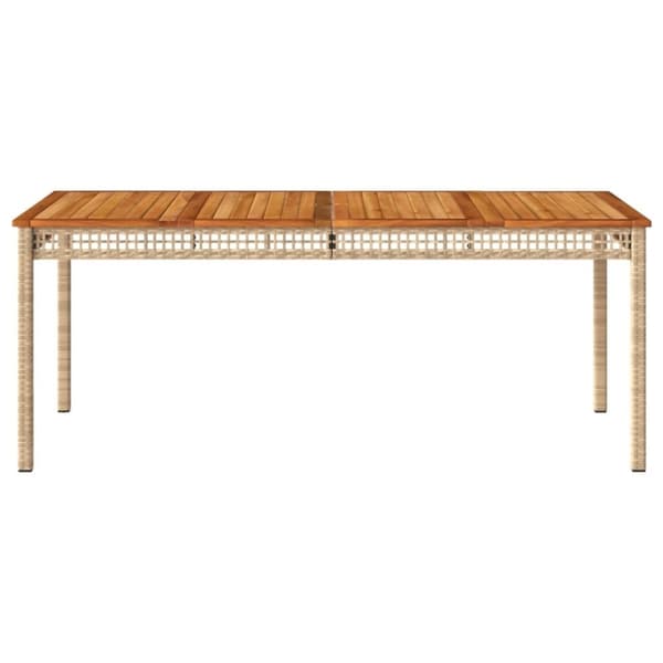 vidaXL havebord 180x90x75 cm polyrattan og akacietræ beige