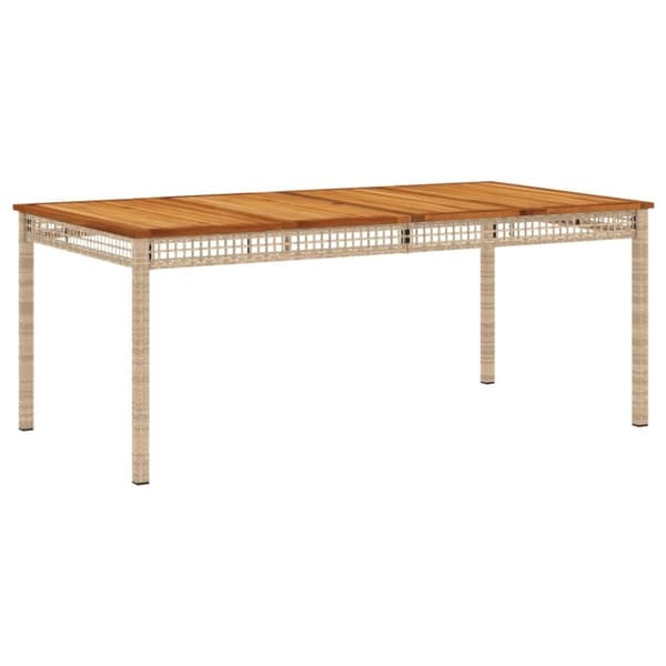 vidaXL Puutarhapöytä beige 180x90x75 cm polyrottinki ja akasiapuu