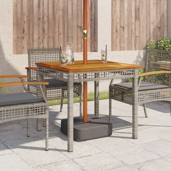 vidaXL havebord 80x80x74 cm polyrattan og akacietræ grå