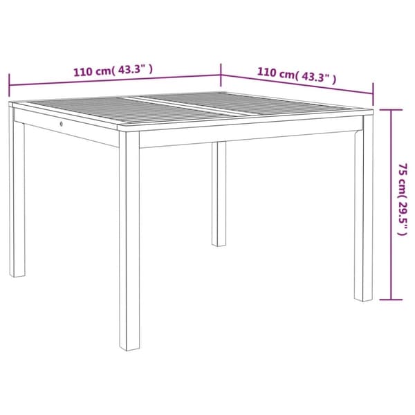 vidaXL Trädgårdsbord 110x110x75 cm massivt akaciaträ